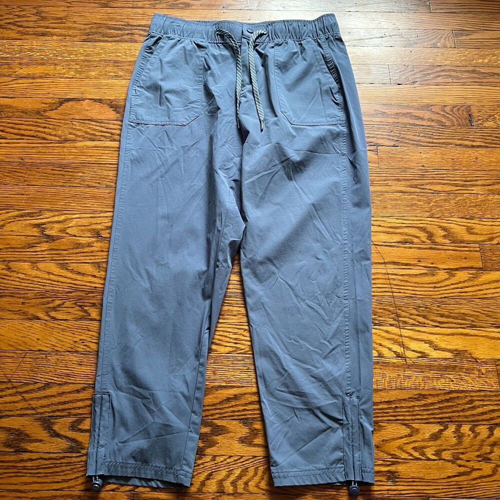 Avalanche Mens M Nylon Blend Outdoor Hike Travel Drawstring Pants Blue Cinch Hem